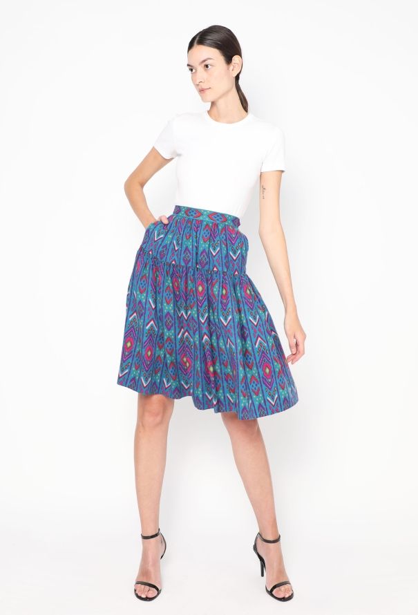 Saint Laurent Vintage Ikat Pleated Skirt - 1