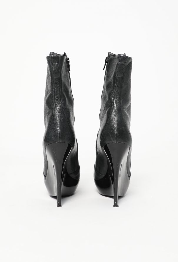 Balenciaga F/W 2004 Leather Wedge Boots - 6