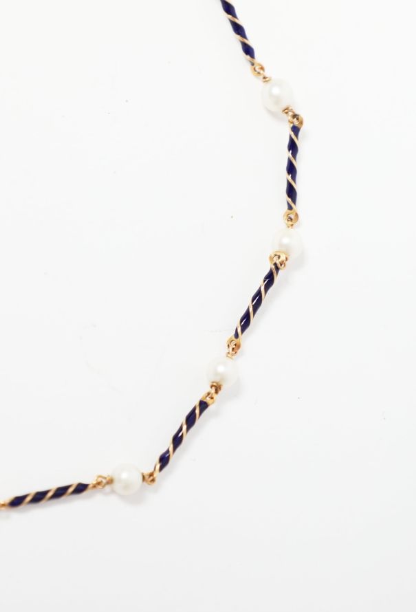 Vintage Fine Jewelry 18k Gold, Enamel & Cultured Pearl Sautoir - 3
