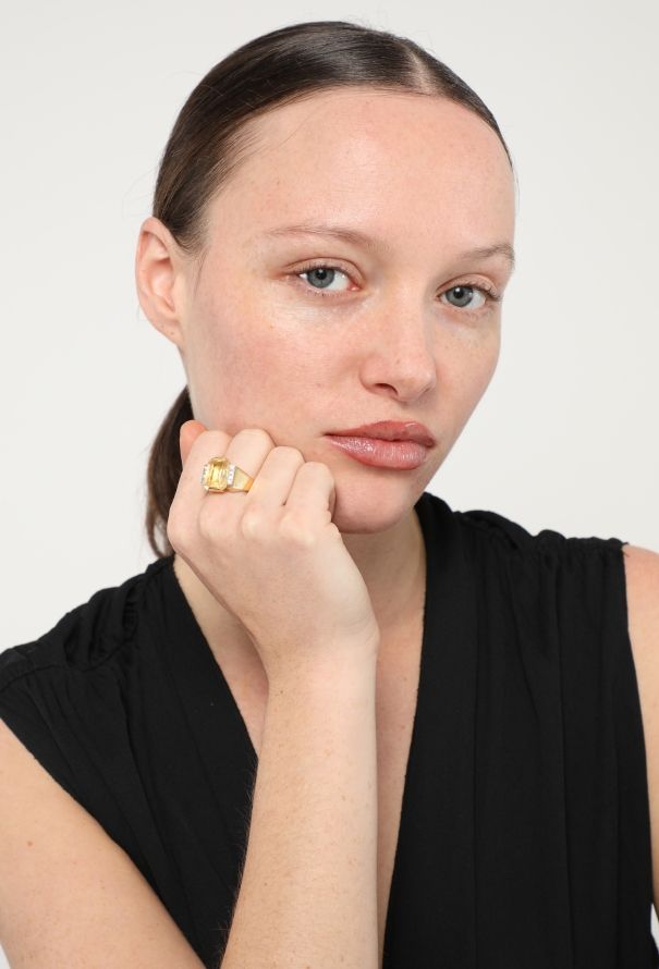 Vintage Fine Jewelry 18k Gold, Diamond & Citrine Ring - 4