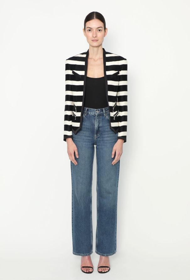 Balmain 2018 Bicolor Collarless Blazer - 2