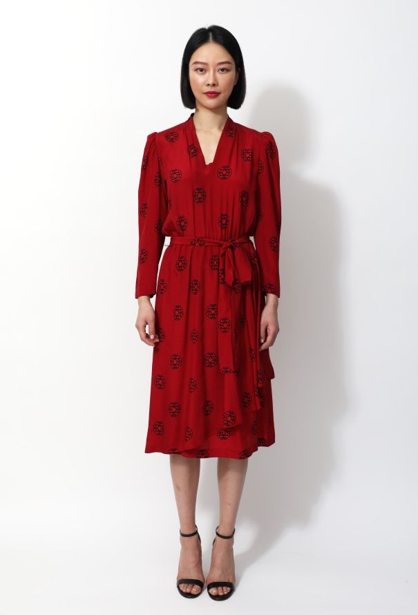 Guy Laroche '70s Graphic Belted Day Dress - 1