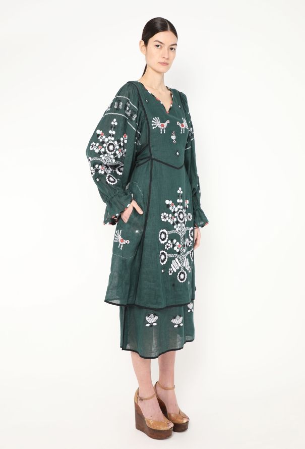 Vita Kin Belted Embroidered Linen Dress - 4