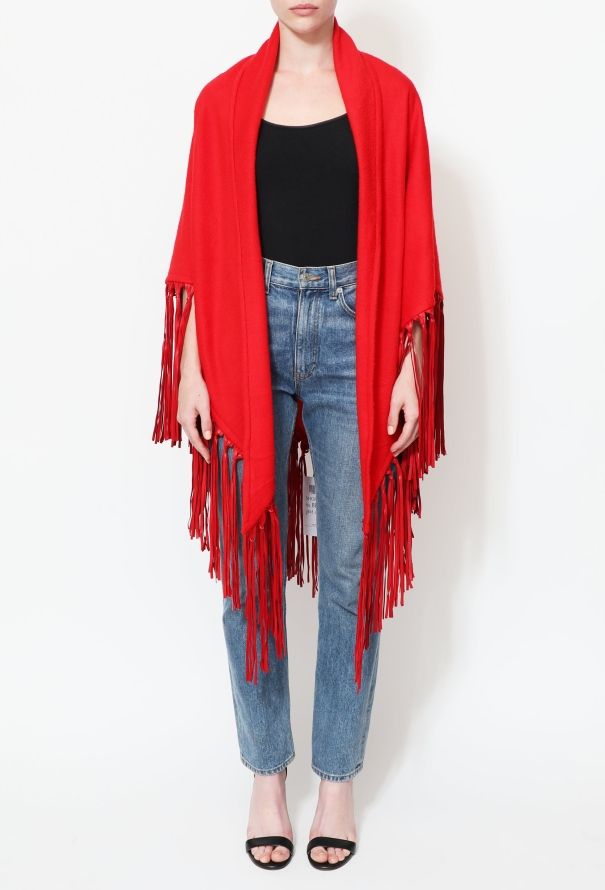 Hermès Sellier Leather Fringe Cashmere Stole - 3