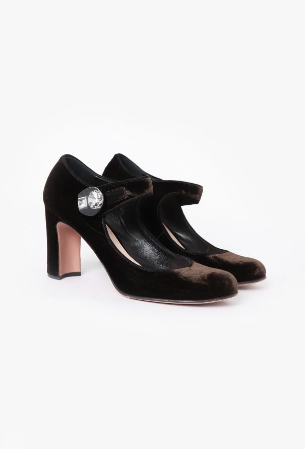 Prada Velvet Mary Jane Pumps - 2
