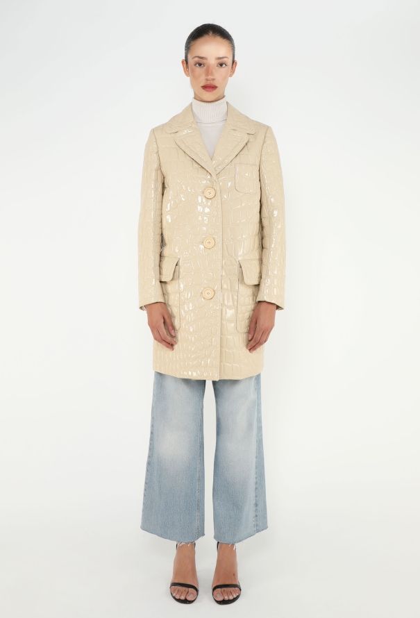 Miu Miu F/W 2015 Embossed Patent Coat - 1
