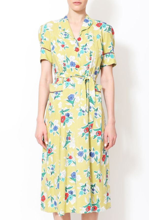 1940's Floral Belted Dress - 3