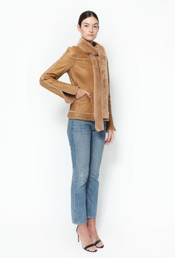 Chanel 2004 Lambskin Shearling Scarf Jacket - 4