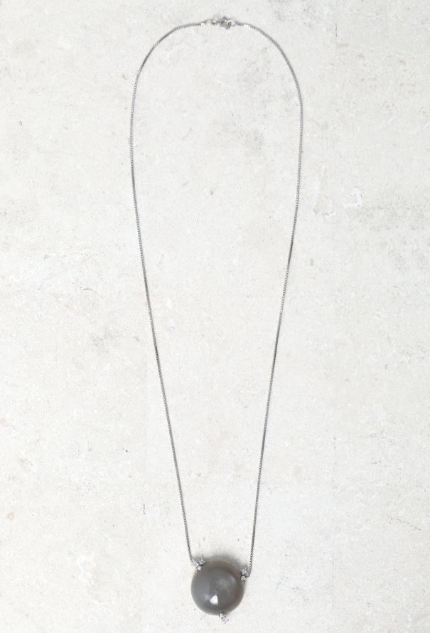 Vintage & Antique 18k White Gold, Moonstone & Diamond Necklace - 3