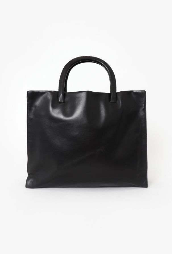 Prada Black Leather Tote Bag - 3
