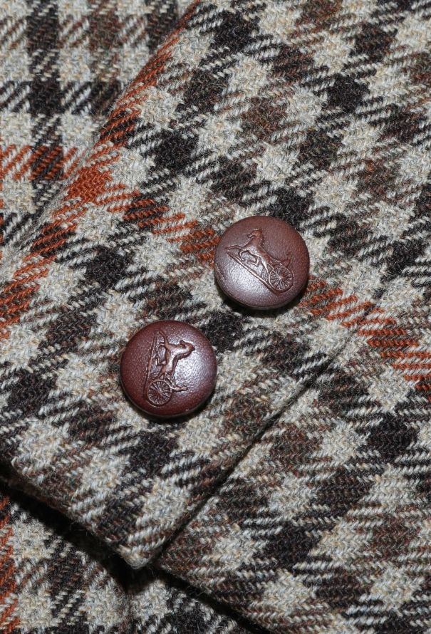 Céline '70s Suede Trim Houndstooth Blazer - 8