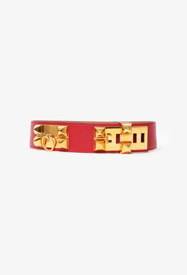 Hermès 1995 Rouge Courchevel 'Collier de Chien' Belt - 1