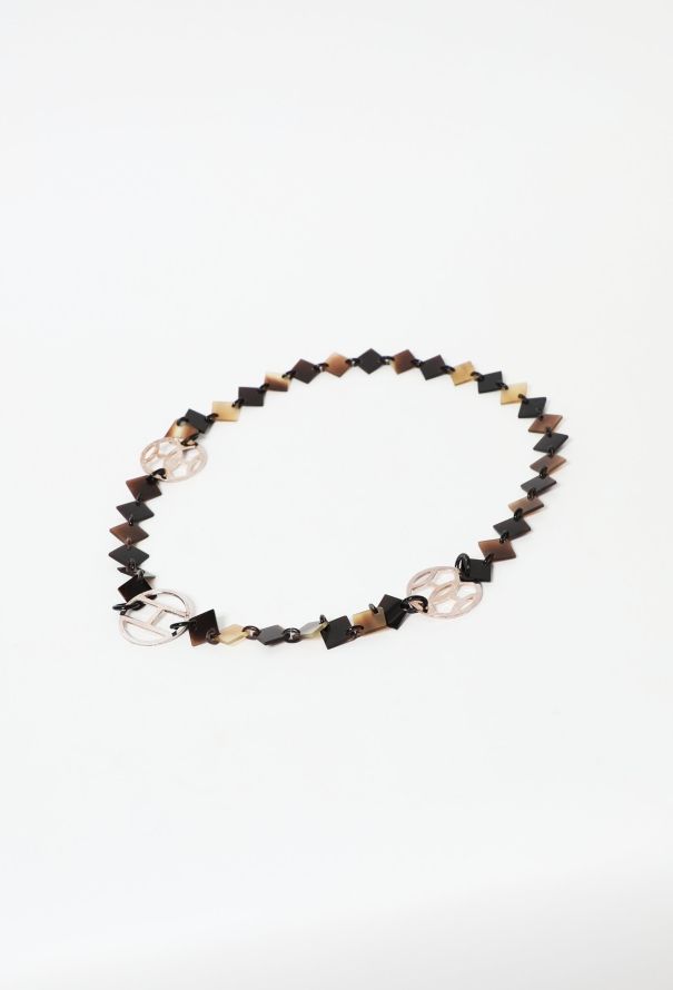 Hermès 'Lena' Lacquered Horn Necklace - silver medallion - 2