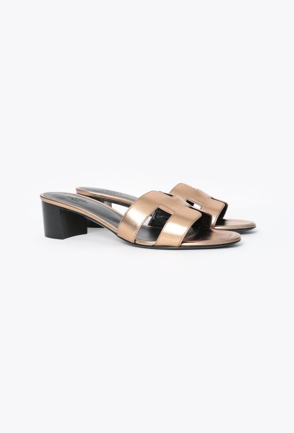 Hermès Metallic Leather Oasis Mules - 3