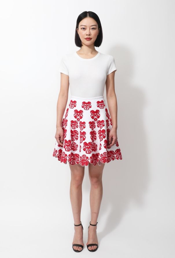Alaïa S/S 2017 Floral Textured Skirt - 1