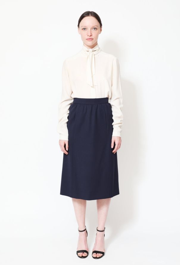 Saint Laurent 70s High-Waisted Twill Wrap Skirt - 1