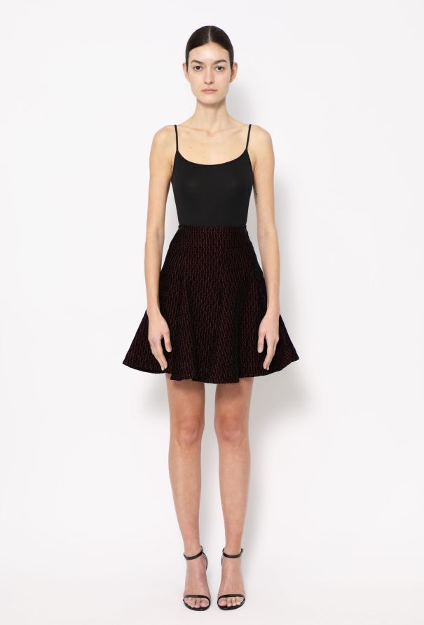 Alaïa Embroidered Velvet Skater Skirt - 3