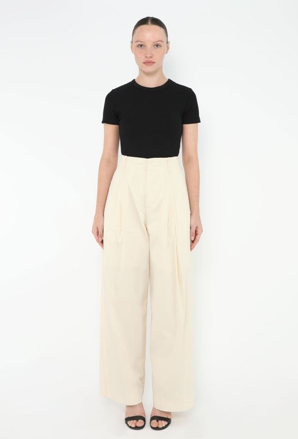 Bottega Veneta 2023 Pleated Wide-Leg Trousers - 1