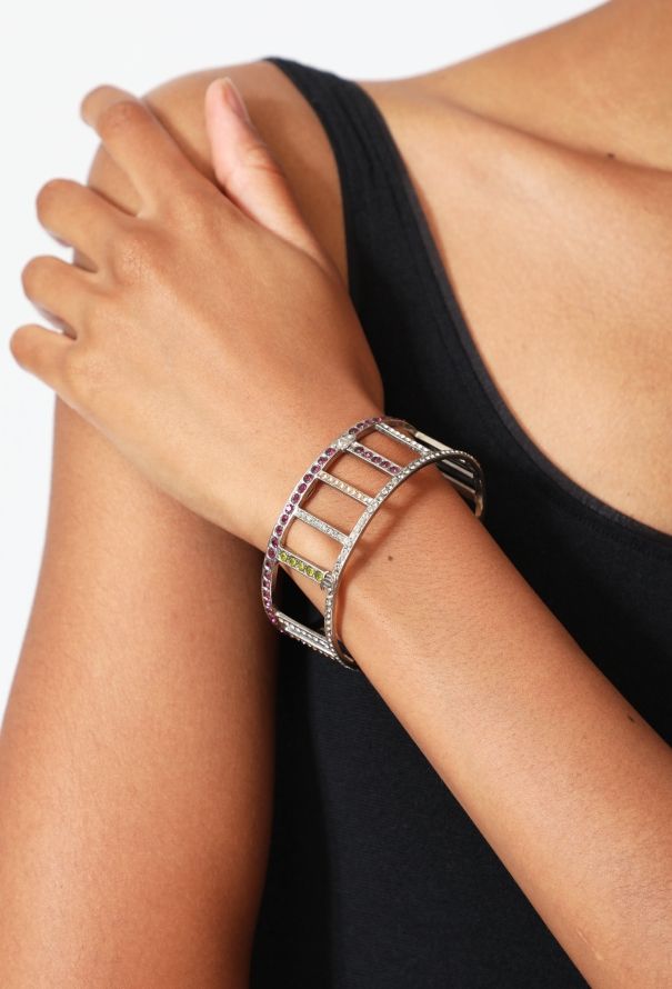 Chanel 1998 Metallic Embellished 'CC' Cuff - 4