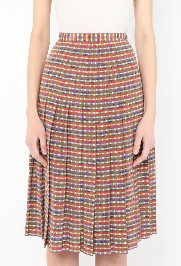 Céline '70s Abstract Pleated Silk Skirt - 2