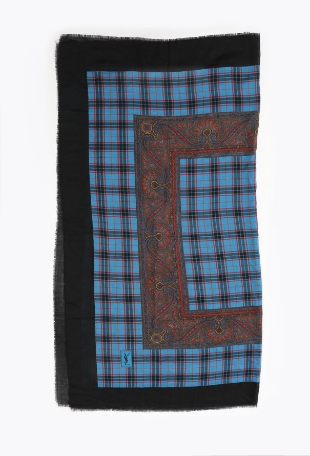 Saint Laurent '70s Paisley Checkered Scarf - 3