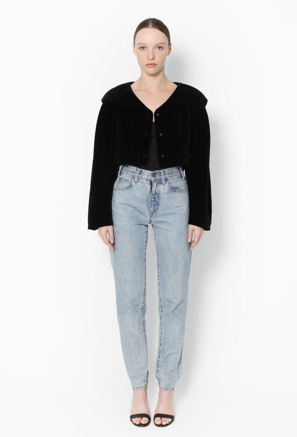 Thierry Mugler '80s Cropped Velvet Jacket - 3