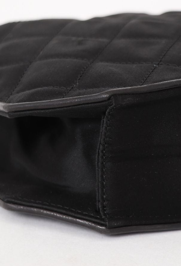 Chanel '90s Black Satin Octagon Classic Chain Bag - 7