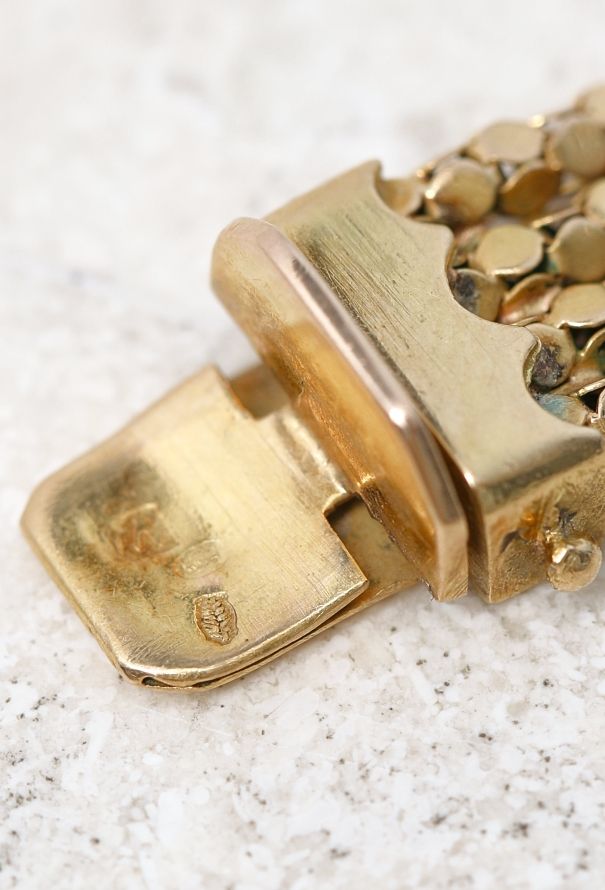 Vintage Fine Jewelry 18k Yellow Gold & Turquoise Mesh Knot Bracelet - 8