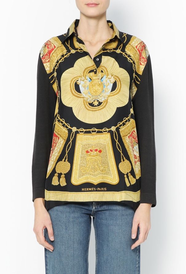 Hermès Vintage 'Poste et Cavalerie' Silk Carré Top - 3