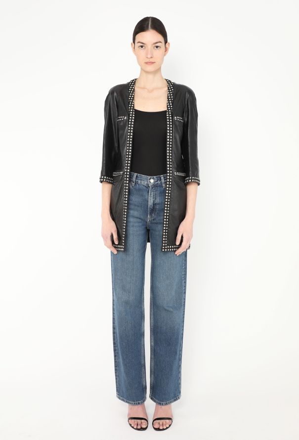 Chanel '90s Lamé Tweed Leather Jacket - 2