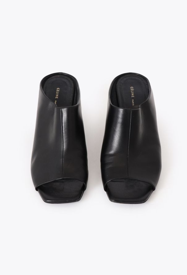 Céline Sculpted Heel Leather Mules - 2