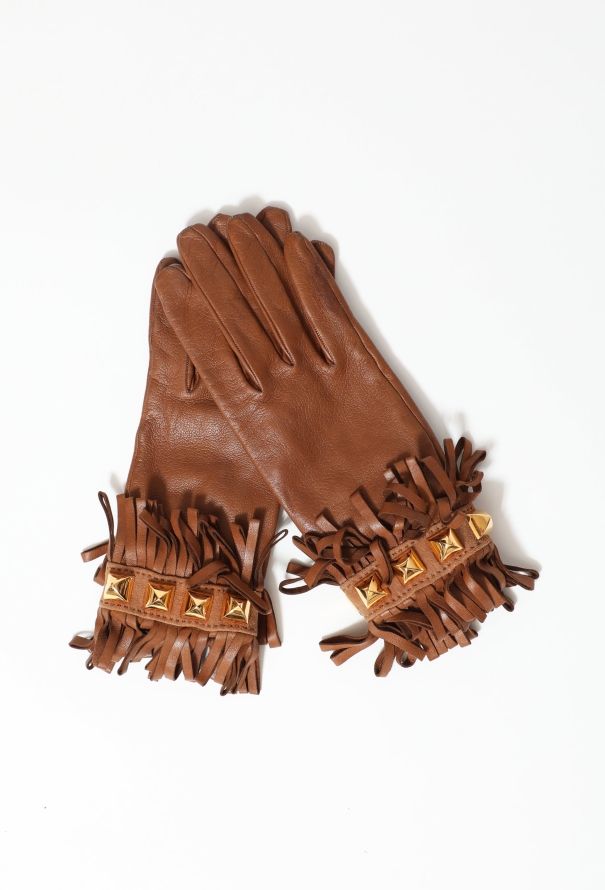 Hermès Fringed Medor Leather Gloves - 2