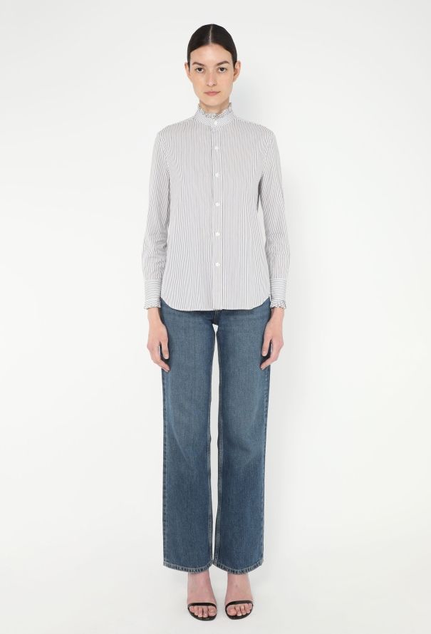 Céline 2019 Ruffled Pinstripe Shirt - 3