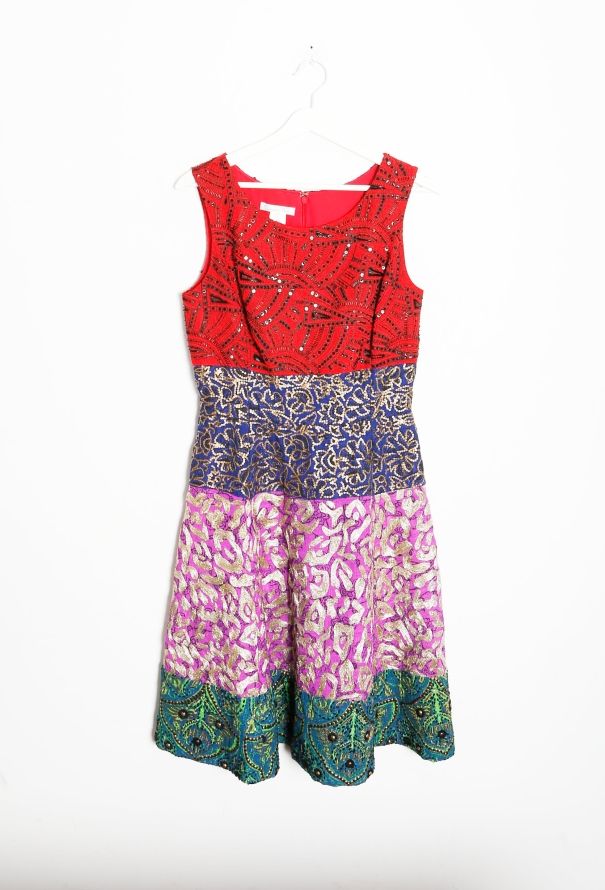 Oscar De La Renta F/W 2014 Embroidered Colorblock Dress - 6