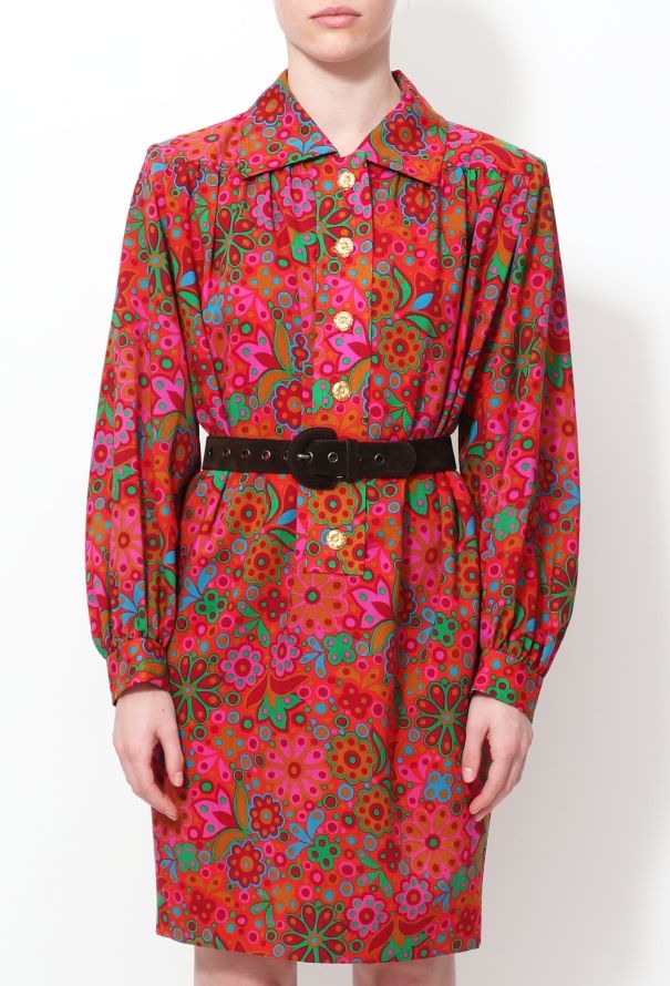 Saint Laurent F/W 1990 Floral Print Tunic Dress - 5