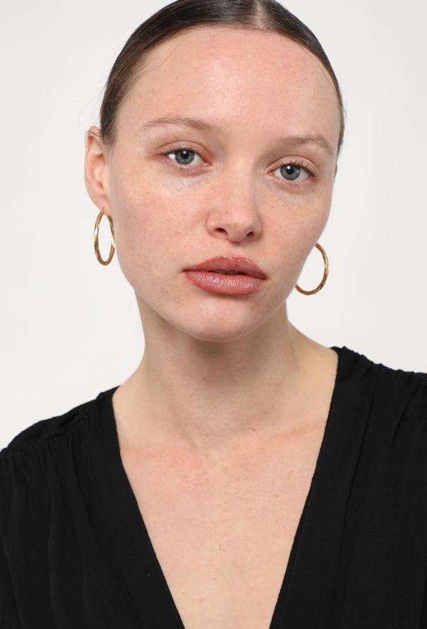 Vintage Fine Jewelry 18k Yellow Gold Twisted Hoop Earrings - 2