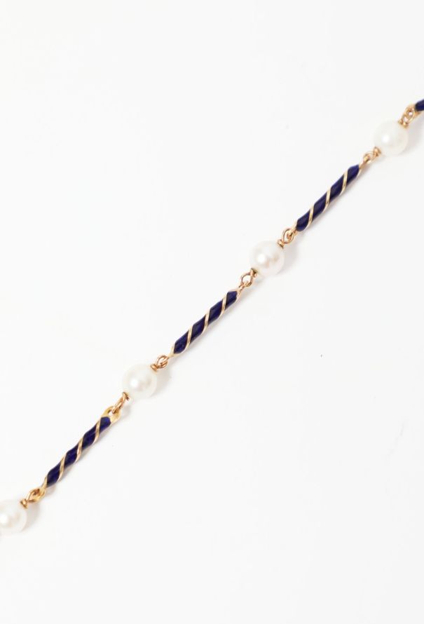 Vintage Fine Jewelry 18k Gold, Enamel & Cultured Pearl Sautoir - 4