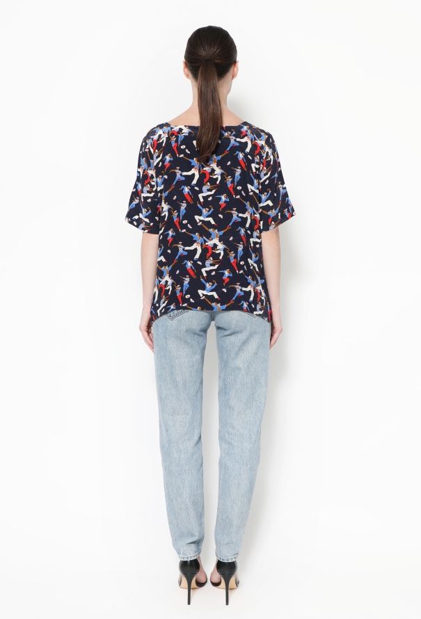 Saint Laurent S/S 1992 Graphic Silk Blouse - 4