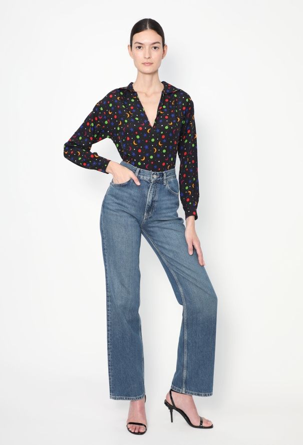 Saint Laurent S/S 1979 Cosmic Print Silk Blouse - 5