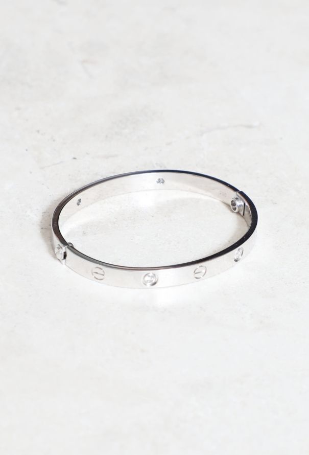 Cartier 18k White Gold Diamond Love Bracelet - 4