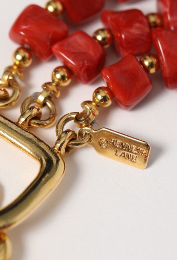 Kenneth Jay Lane Late '80s Coral Resin Bib Necklace - 4