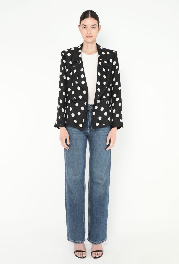 Saint Laurent 1990 Silk Polka Dot Blazer - 4