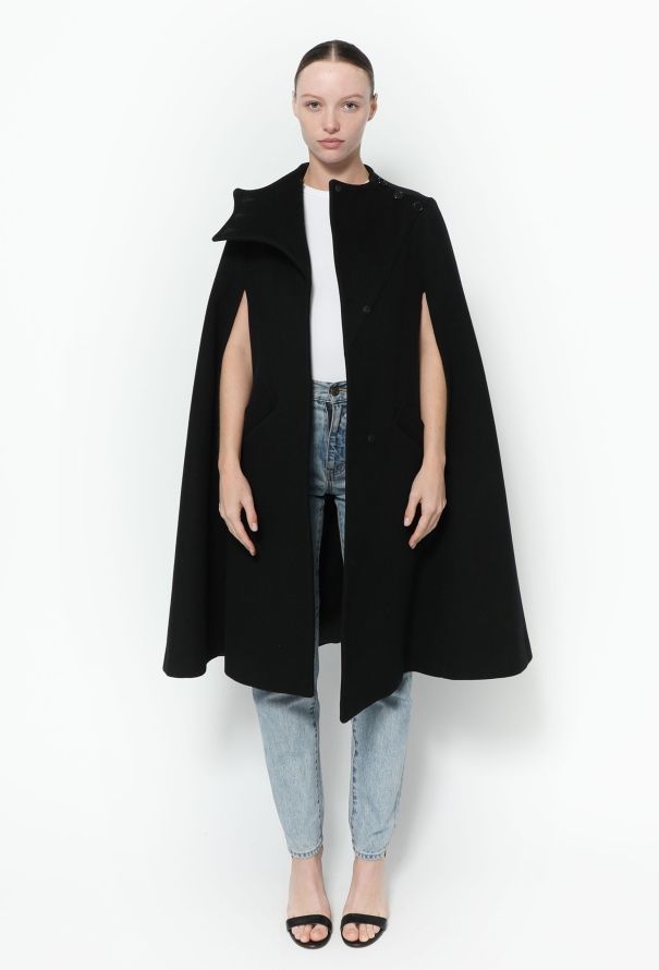 Flared Wool Button Cape - 3