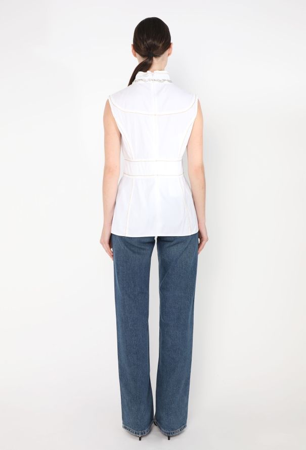Prada Embellished Trim Cotton Top - 3