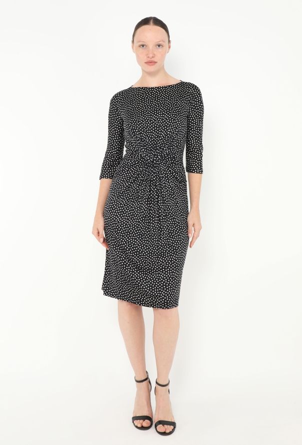 Dior Ruched Silk Polka Dot Dress - 1