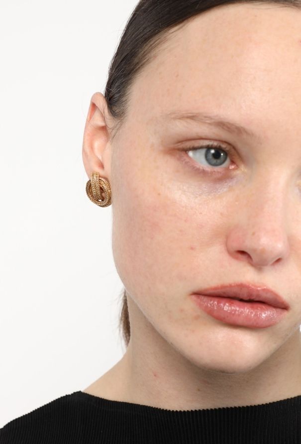 Vintage Fine Jewelry 18k Yellow Gold Braided Clip Earrings - 4