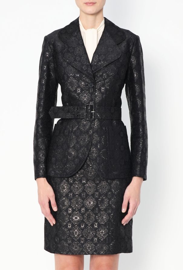 Prada S/S 2002 Belted Brocade Ensemble - 5