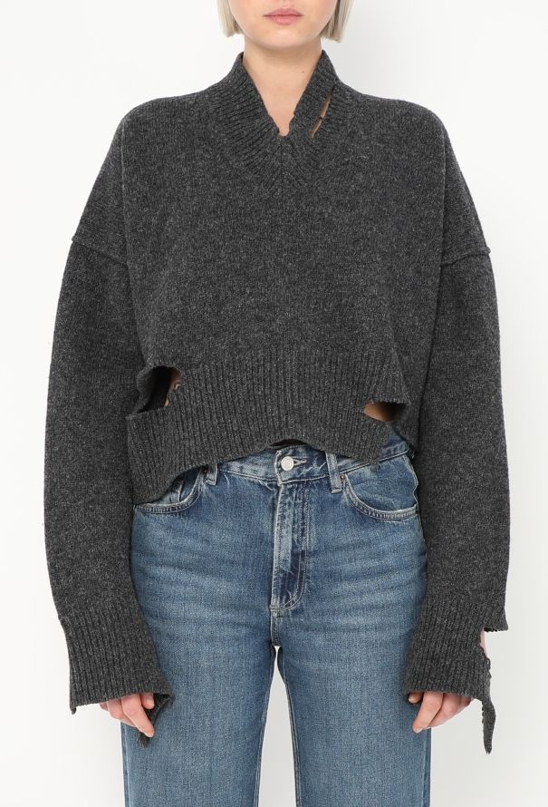 Céline F/W 2017 Distressed Cropped Sweater - 1