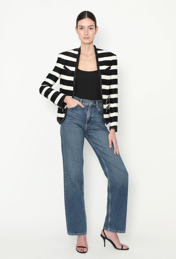 Balmain 2018 Bicolor Collarless Blazer - 3