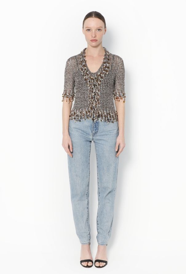 Azzaro RARE '70s Iridescent Embellished Top - 3